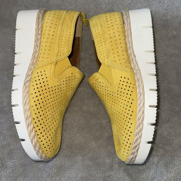 Franco Sarto Serla2 Suede Perforated Yellow Espadrille Wedge Loafer Women Size 7 - Picture 7 of 7